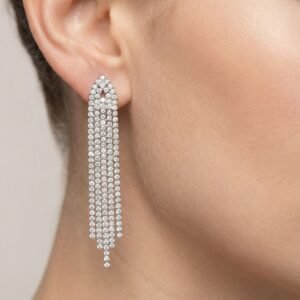 עגילי כסף 925 משובצים באבנים נוצצות