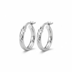 עגילי חישוק זהב לבן 14K קסם