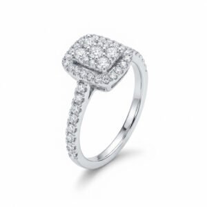 טבעת מלבנית משובצת