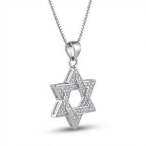 תליון כסף 925 מגן דוד זרקונים