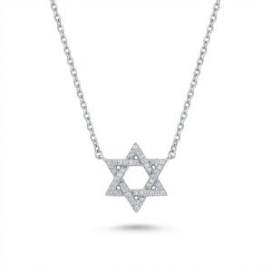 שרשרת כסף 925 מגן דוד משובץ זרקונים
