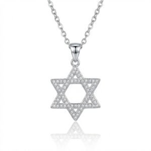 תליון כסף 925 מגן דוד זרקונים