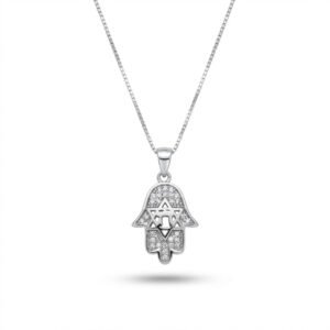 תליון כסף 925 חמסה מגן דוד "חי"