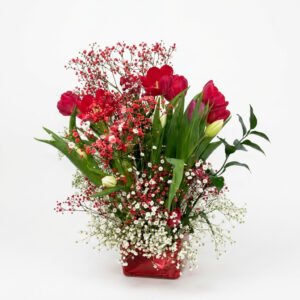 זר פרחים - זריחה אדומה