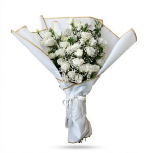 זר פרחים - יפה בלבן