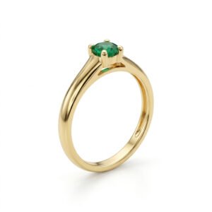 טבעת סוליטר עדינה ירוקה