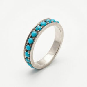 טבעת איטרנטי משובץ אבני חן כחולות