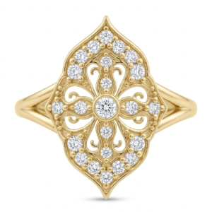 טבעת "כתר ויקטוריאני" בזהב 14K – יצירת אמנות על האצבע שלך