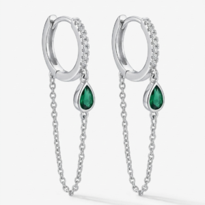 עגיל חישוק תלוי ירוק