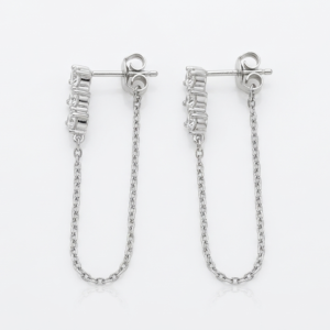 עגילי 3 אבנים ושרשרת