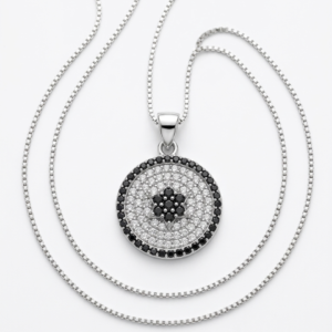 תליון עגול מגן דוד משובץ