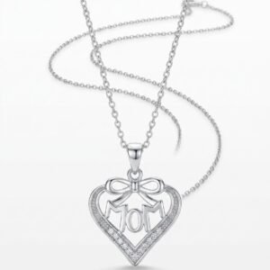 תליון לב MOM משובץ