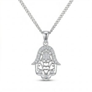 תליון חמסה מגן דוד מסוגנן דוגמאת פילגרי