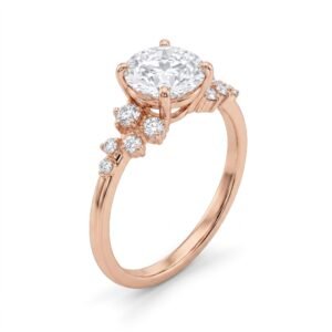 טבעת סוליטר ואבני צד